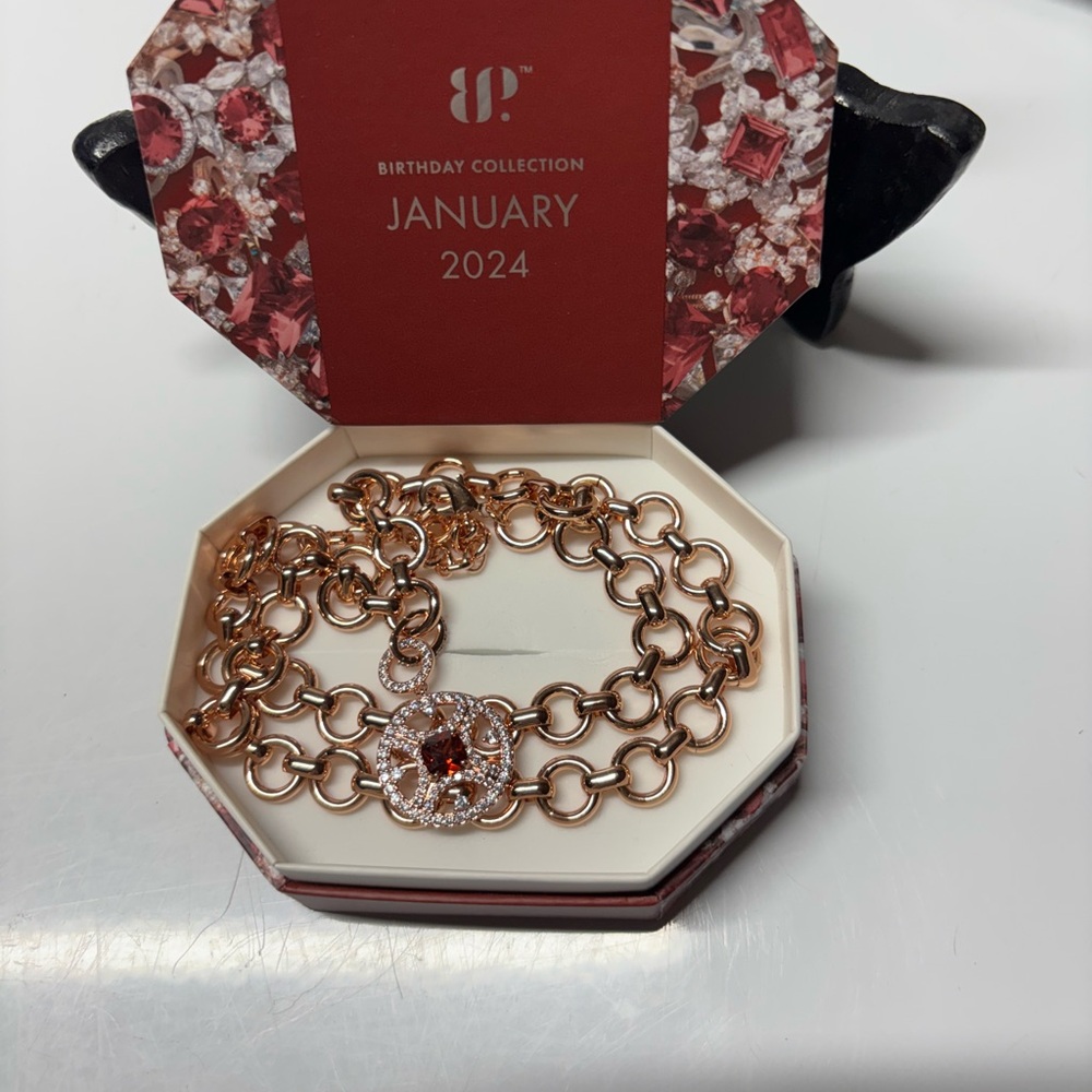 BP Rose Gold Bracelet with Red Accent